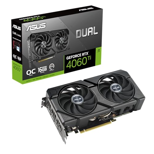 ASUS Dual GeForce RTX 4060 Ti EVO OC Edition 16GB GDDR6 Gaming Grafikkarte (Nvidia GeForce RTX4060Ti EVO DLSS 3, PCIe 4.0, 1x HDMI 2.1a, 3X DisplayPort 1.4a, DUAL-RTX4060TI-O16G-EVO)