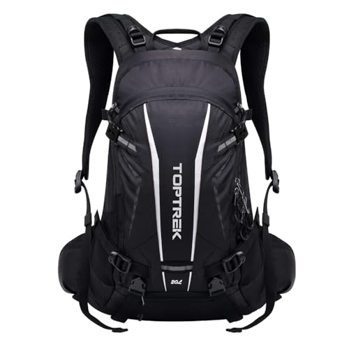 toptrek Fahrradrucksack Wasserdicht 20L,Ultraleicht Rucksack für Damen & Herren,Fahrrad Rucksack mit Regenschutz und Helmabdeckung,Rucksäcke Mountainike MTB(Schwarz)