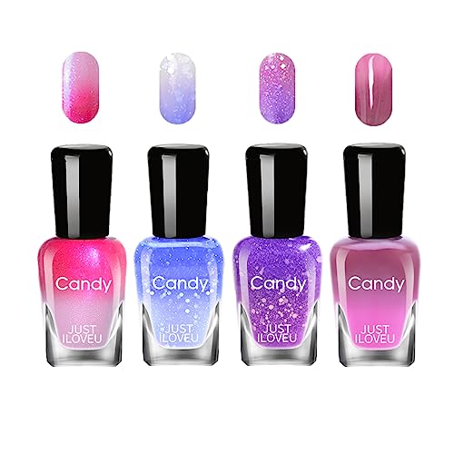 Nagellack mit Temperaturänderung Farbtemperaturregelung Nagellack - 4PCS Langanhaltender Nagellack Set – Farbwechsel, Temperaturkontrolle Nagellack, Nagelkunst-Design, ohne UV-Lampe