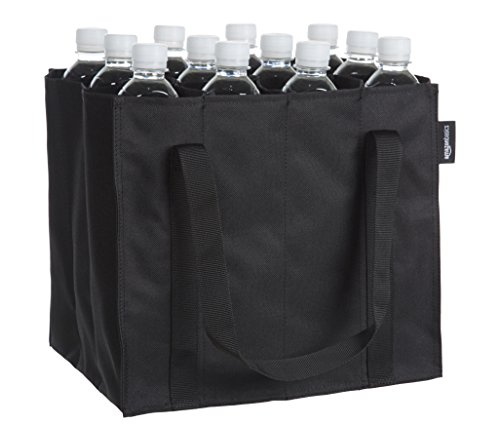 Amazon Basics Flaschentasche, 12 Fächer, 0.75 l Flaschen, Schwarz, Einfarbig