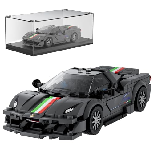 Mould King 27068 Technik Speed Champion Auto Bausteine F488 Sportwagen Klemmbausteine Rennwagen Bauspielzeug mit Acryl Vitrine Modellautos zum Sammeln (358 Teile)