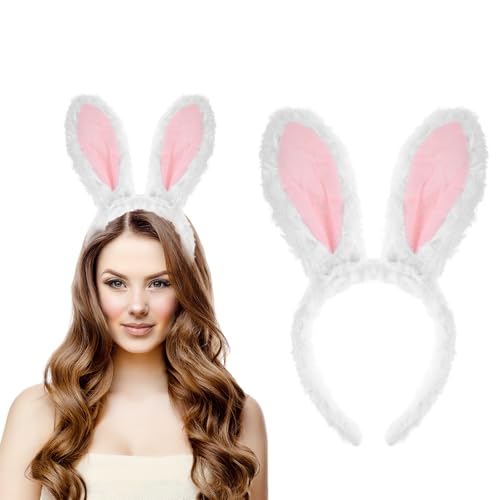 YUXIANLB 1 x niedliches, flauschiges Hasenohren-Haarband, Plüsch-Hasenohr-Kopfschmuck für Damen, Tierohren, Kopfbedeckung, Biegbarer Hasen-Kopfschmuck für Ostern, Geschenk, Party, Abschlussball,