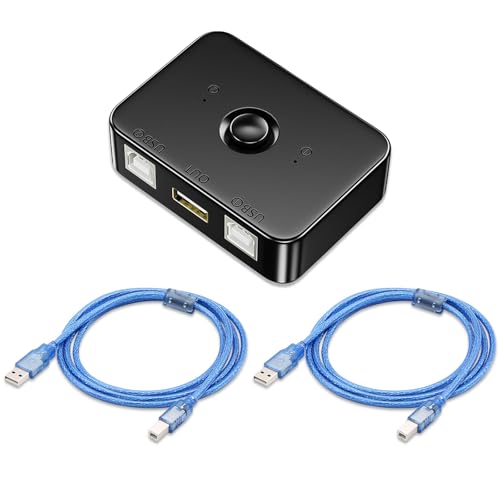 USB 2.0 Switch Printer Sharing Umschalter Adapter 2 USB Port mit LED Licht 2 Computer Teilen Sich 1 Drucker Manueller Switcher für PC, Drucker, Scanner