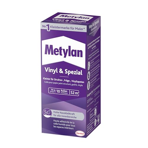 Metylan Vinyl & Spezial, starker Tapetenkleister in Pulverform für schwere Präge- und Vinyltapeten, leicht zu verarbeitender Kleister für den Innenbereich, transparent, 1x360g