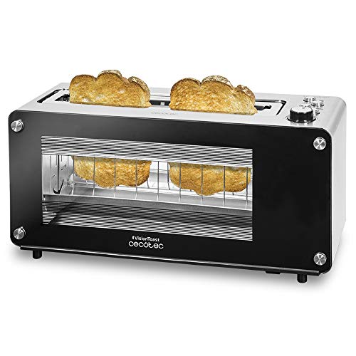 Cecotec Toaster VisionToast, 1260 W, 2-Scheiben-Kapazität, Glastüren, XL-Schlitz, 7 Bräunungsstufen, 3 Funktionen, 7 Positionen, Edelstahl-Oberfläche