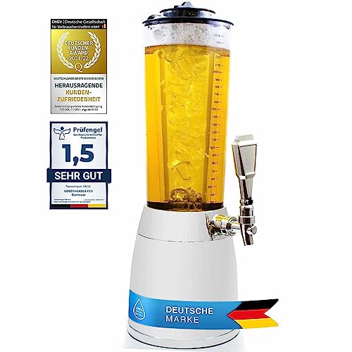 GOODS+GADGETS Luxus Biertower 4 Liter - Trinksäule Biersäule Trinktower XXL in Chrom-Optik