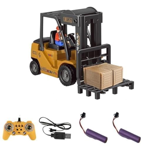 Mostop Ferngesteuerter Gabelstapler Spielzeug, 1/24 Rc Gabelstapler Spielzeug, mit Boxen/Ton- und Lichtspray, Zwei wiederaufladbare Batterien & Ladegerät, Technik Auto Junge Geschenk