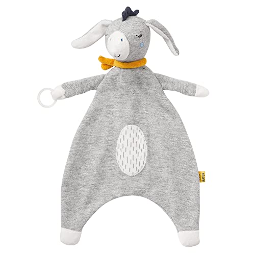 Fehn Schmusetuch Baby fehnNATUR Esel mit Bio Baumwolle - Schnuffeltuch für Neugeborene - Kuscheltier Schnullertuch - Kuscheltuch mit Schnullering für Babys und Kleinkinder ab 0+ Monaten