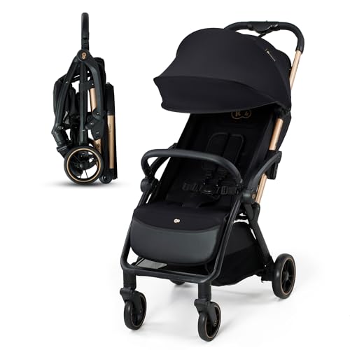 Kinderkraft APINO Buggy bis 22 kg, Liegebuggy, Kinderwagen, Leicht - 7,5kg, Automatisches zusammeklappen, Verstellbare Rückenlehne bis zur Liegeposition, ideal für Reisen, Schwarz