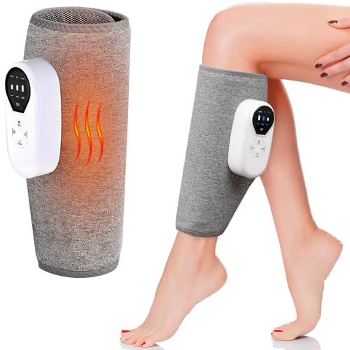 Onherm 1 Stück Beinmassagegerät für die Lymphdrainage mit Luftkompression, Wadenmassagegerät Kabellos mit 3-stufiger Heizfunktion und Vibrationsfunktionen, 3 Massagemodi zur Muskelentspannung