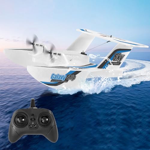 fisca Ferngesteuertes Flugzeug RC Amphibienflugzeug 2.4Ghz 3 Kanal Schaumstoffdrohne RTF Flugzeug Abheben von Land und Wasser, mit Gyroskop und 2 Batt