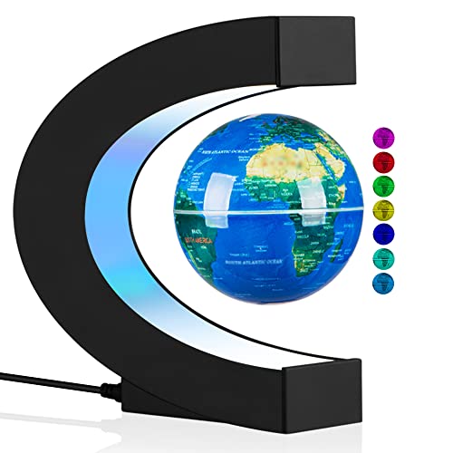 Schwebender Globus mit LED-Leuchten, Mehrfarbig wechselnd Magnetische Levitation Globus rotierende schwimmende Weltkarte Globus Lampe Büro Home Desk Dekoration Gadget für Freund Geburtstag Geschenke