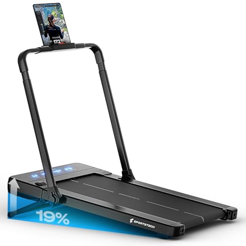 Sportstech Walking Pad, Laufband für Zuhause und Schreibtisch, automatische Steigung bis 19%, LED-Display, Home Office, kompakt, leise, App, Fitnessgerät für Zuhause, Treadmill sPad1000