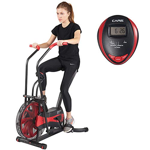 CARE FITNESS - Air Bike CA-700 - Crosstrainer Fahrrad mit 6 Trainingsprogramme - Elliptisches Indoor Bike mit Luftwiderstand - LCD Bildschirm - Air Fitnessgerät für zu Hause