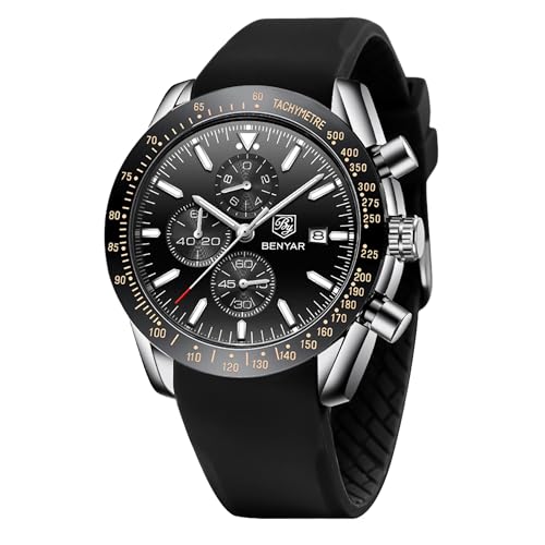 BENYAR Uhren Herren Analog Quarz Chronograph Herrenuhren 30M Wasserdicht Armbanduhr Leuchtende Datum Lässig Business-Kleid Uhren fur Männer Klassische Elegantes Geschenk