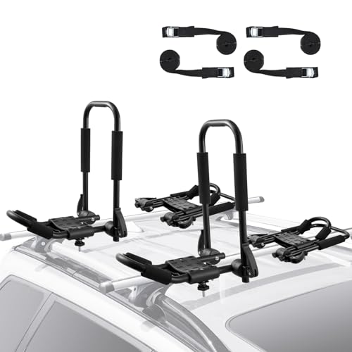 VEVOR Kajak-Dachgepäckträger, 2 Paar J-Bar, Dachgepäckträger, Zusammenklappbar, Befestigung Oben, Träger für Kajak, Surfbrett, Kanu, SUP, Skiboard, Montage an Auto, SUV, LKW, 2 Kajaks