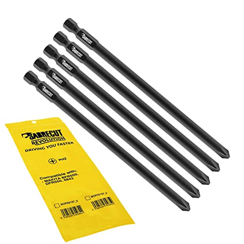 5 x SabreCut SCPH2157_5 157mm PH2 Trockenbau-Schraubendreher-Pistolenbit mit automatischem Vorschub einseitiger Kreuzschlitz Nr. 2 robust kompatibel mit Makita BFR550 6843 DFR550