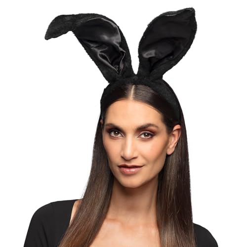 Boland 52358 - Haarreif Hase XL, schwarze Tiara mit Ohren, Zubehör für Kostüme, Mottoparty, Karneval, JGA, Schwarz