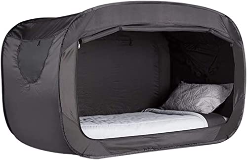 WLDOCA Pop Up Bettzelt für Erwachsene Oder Kinder, Faltbare Atmungsaktive Betttunnel Betthimmel, Büro des Wohnsitzes Verdunkelungs Schlafzelt Dream Tent 81 'X 41 'X 47',Schwarz,205CM*105CM*120CM