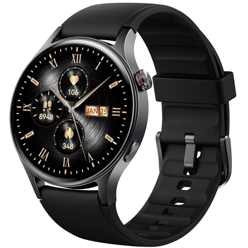 Smartwatch Herren Damen Rund mit Telefonfunktion,1.32' AMOLED Always-On-Display Uhr Herren,110+ Sportmodi Watch mit Pulsuhr Schlafmonitor,AI-Sprachassistent,IP68 wasserdicht Fitnessuhr für iOS Android