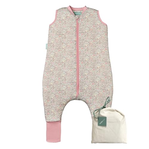 molis&co - Baby Schlafsack mit Füßen und Socke - Ideal für den Winter - Babyschlafsack mit Beinen 2,5 tog - 100% Baumwolle (Oeko-TEX 100), Premium Qualität - Pastel Floral (80 cm)