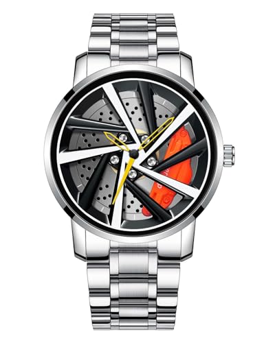CIVO Herren Uhr Edelstahl Armbanduhr: Quarz Uhren Herren Analog Felgenuhr - Wasserdicht Männer Uhr Schwarz Ziffernblatt Silber