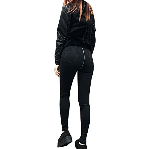 LoveLeiter Jeanshose mit Reißverschluss hinten Frauen zurück Reißverschluss Bleistift Stretch Denim Skinny Jeans Hosen hohe Taille Hose Damen Jumpsuit Jeans Latzhose