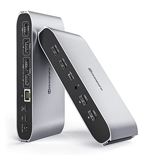 Minisopuru USB C Docking Station(13 IN 1), DisplayLink Docking Station 3 Monitors for MacBook M1/M2/M3/M4/Windows, with 2 HDMI & 2 DisplayPort,100W Charge, USB-C Data, Ethernet, Audio, 4 USBA Ports