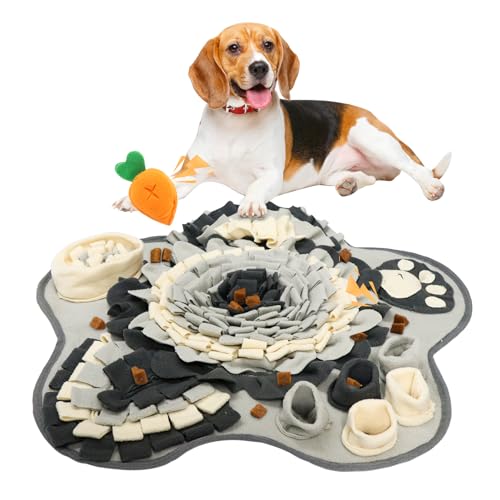 Idota Schnüffelteppich für Hunde und Katzen - Blütenform, Waschbare Trainingsmatte für Kleine und Mittelgroße Haustiere Mit Karottenspielzeug
