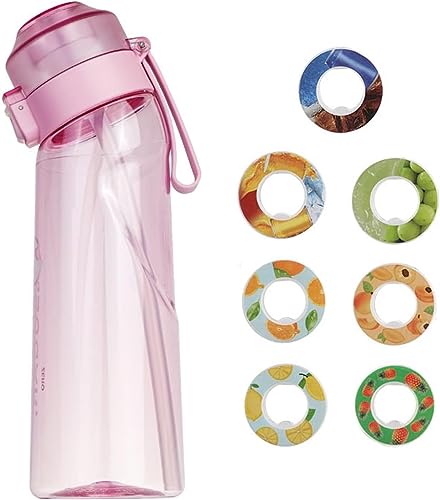 650 ml Sport-Luftwasserflasche, BPA-frei, Starter-Set, Trinkflaschen mit 7 Fruchtgeschmackskapseln mit Duft zum Würzen von 0 Zucker, 0 Kalorien, Geschenken für Fitnessstudio und Outdoor, Pin