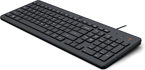 HP 150 kabelgebundene Tastatur, QWERTZ Layout, 12 Fn Tasten, funktioniert mit Windows & Mac, leise, schwarz