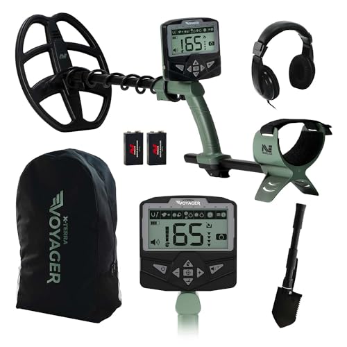 Minelab X-Terra Voyager professionelles Metalldetektor-Set für Erwachsene und Kinder, Pinpoint-Modus, wasserdichte Spule, hohe Präzision, komplett mit Kopfhörern, Baggerschaufel und Tragetasche