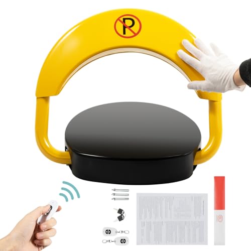 DAOHHFO Parkplatzsperre mit Fernbedienung-Antikollision 180° klappbar Wasserdicht Automatische Parkplatzsperre, mit 2 Fernbedienungen, Intelligente Auto-Parksperre Alarmfunktionen