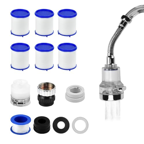 NAROSEBE Wasserfilter Wasserhahnfilter 360° drehbar Wasserfilter Trinkwasser für Wasserhahn Wasserhahnfilter Küche Tap Water Filter mit 7 PP-Baumwollfilterelement Wasserhahn Entkalker Aufsatz