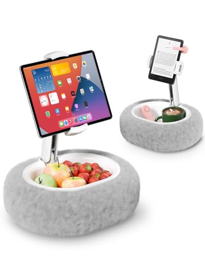 viozon Tablet Kissen Ständer, Kindle Halterung, iPad Halterung Bett, Faltbar, Mit Aufbewahrungsschale, kompatibel mit 3,5–7 Zoll Kindle/Handy/Tablet – Ideal zum Lesen und Videoschauen im Bett, Grau