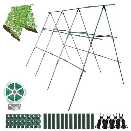 SZMDLX Faltbares Gurken Rankgitter, Tomaten Rankhilfe, DIY Gartenspalier für Kletterpflanzen Rankhilfe im Freien, Gurkenspaliere Kletterpflanzen Rankgitter für Blumen & Nutzpflanzen, Grün