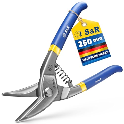 S&R Blechschere Circular-Serie 250mm, gebogen/gerade, flexibel einsetzbare Schere für kreisförmige und gerade Schnitte von Metall, Stahl Blech, Figurenschere, Lochschere