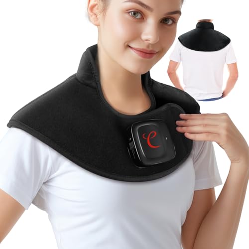 Comfytemp Kabellos gewichtetes Heizkissen für Nacken Schulter mit Akku 36Wh, 1,1 kg Nackenwärmer Schulterwärmer mit 3 Temperaturstufen, 52x25 cm Wärmekissen mit Abschaltautomatik