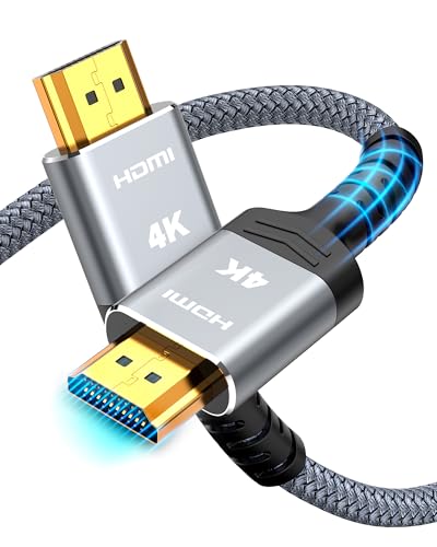 SNOWKIDS 4K HDMI Kabel 2Meter,HDMI Kabel 4K@60Hz Nylon Geflecht Vergoldete Anschlüsse mit Ethernet/Audio Rückkanal,Kompatibel mit Video 4K 2160p,1080p-Grau