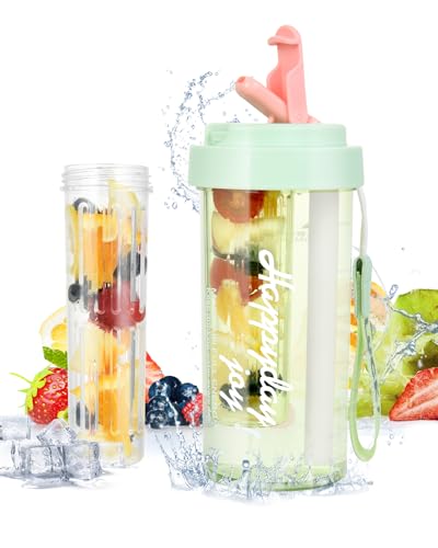 FIRINER Trinkflasche mit Fruchteinsatz, 600mL BPA-frei Hochwertig Auslaufsichere Design Wiederverwendbare Wasserflasche, Ideal für Sport, Schule und Freizeit Passt in Rucksack und Sporttasche