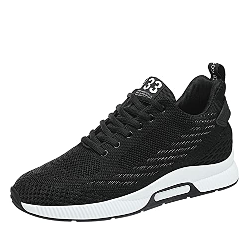 Herren Elevator Sneakers Lace Up Sportliche Sneakers 2,36 Zoll unsichtbare Höhe größere Aufzugschuhe, Black 2 4, 43 1/3 EU
