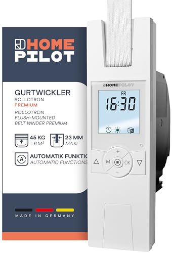 HOMEPILOT elektrischer Gurtwickler RolloTron premium, inkl. Display & Automatik zur Rollladensteuerung, Anschluss für Sonnensensor