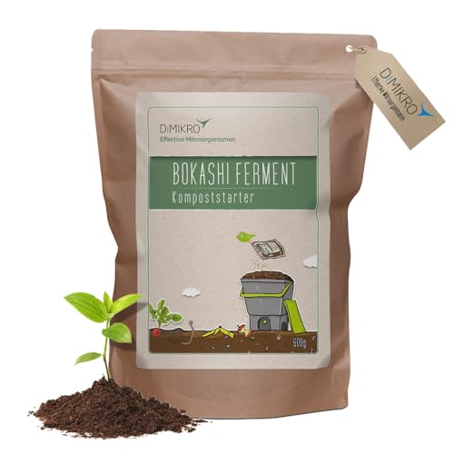 DIMIKRO Bokashi Ferment getrocknet - Kompoststarter und Fermentationshilfe für Bokashi Eimer - Mit Effektiven Mikroorganismen (0,6 Kg)