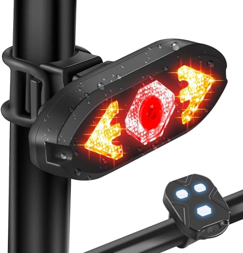 Fahrrad Blinker LINISME USB Wiederaufladbar Fahrrad Hecklicht mit Horn 120db Wasserdichtes Fahrradrücklicht mit Fernbedienung E-Bike Ultrahelles Sicherheitswarnrad Rücklicht ​für die Nacht