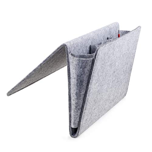 Kikkerland Betttasche, Filz, Grau, 42 x 21.5 x 2.5 cm