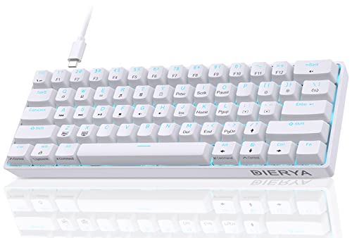 Dierya DK61se Gaming Tastatur,60% Prozent Mechanische Tastatur mit Red Linear Switch,Ultra-Compact Mini 61 Tasten Anti-Ghosting,Typ-C-Datenkabel,US Layout für PC Windows Gamer Typist,Weiß