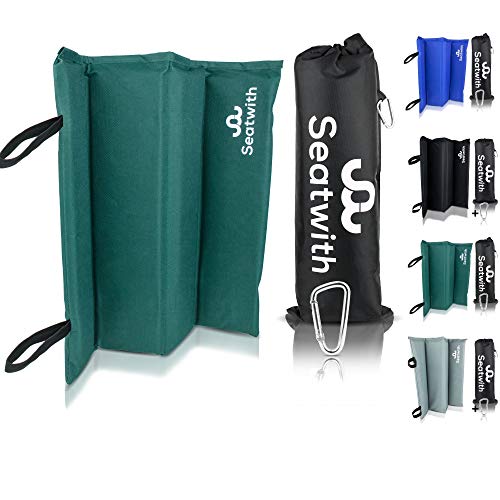 Faltbares Iso-Sitzkissen-Outdoor Sitzmatte (35x35cm) mit Tragetasche + Karabinerhacken für idiale Befestigung am Rucksack maximaler Schutz vor Kälte Nässe Schmutz GRÜN