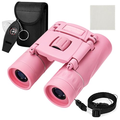 Ryaco Fernglas für Kinder, 8x21 Starke Vergrößerung Klein Stoßfestes, HD Feldstecher für kleine Jungen und Mädchen 4 5 6 7 8 Jahre Ostergeschenk Vogelbeobachtung, Sightseeing, Camping, Rosa