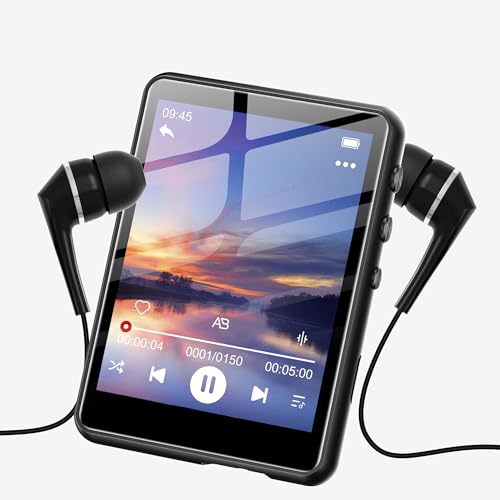 SWOFY 128GB MP3-Player mit Bluetooth 5.3-2,4-Zoll Touchscreen, HiFi-Klang, integrierter Lautsprecher, Aufnahmefunktion, FM-Radio, unterstützt bis zu 512GB, ideal für Kinder (Schwarz)