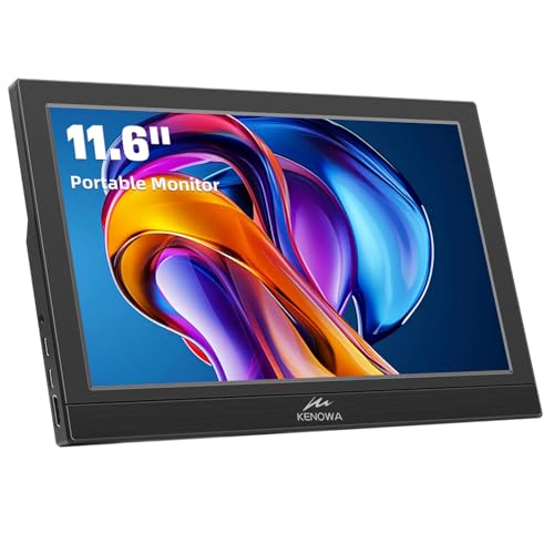 Kenowa 11.6 Zoll Tragbarer Monitor mit Dual Type-C/HDMI IPS-Bildschirm FHD 1920x1080 LCD Externe Monitor für Windows 7 8 10 OS PS3 PS4 Xbox Mac Raspberry Pi B Computer Laptop